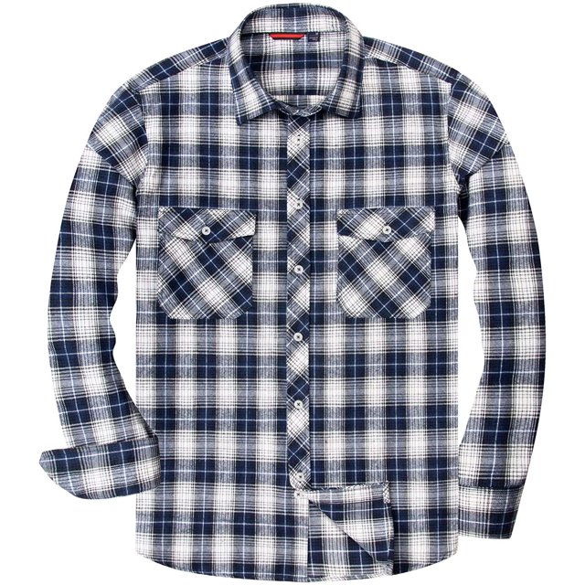 Men's Casual Button Down Flannel Shirt Plaid