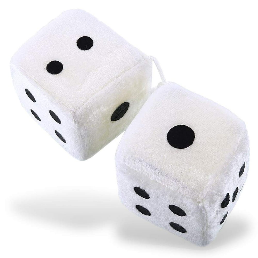 Zone Tech Pair Black and White Mirror Fuzzy Dice Pair