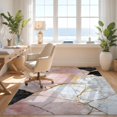 thumbnail image 3 of Design&I 8'x10' Washable Area Rug Extra Large Skid-Resistant Low Profile Pink Blush Marble Design Abstract Cracked Stone with Veining for Living Room, Family, 3 of 7