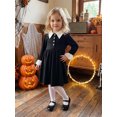 thumbnail image 2 of RUINIXCW Kids Girl Halloween Dress Contrast Colors Turn-Down Collar Fall Dress, 2 of 9