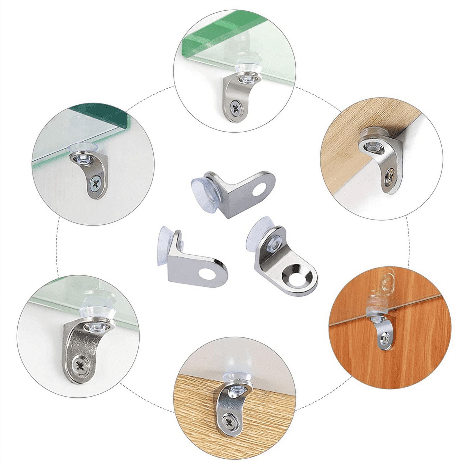 120 Pieces Glass Shelf Bracket with Sucker Glass Shelve Support Right Angle Fixing Brackets
