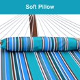 thumbnail image 5 of Prime Garden Quilted Fabric Hammock with Pillow, Heavy Duty Hammock with Hardwood Spreader Bars, 2 People (Blue Stripe), 5 of 6