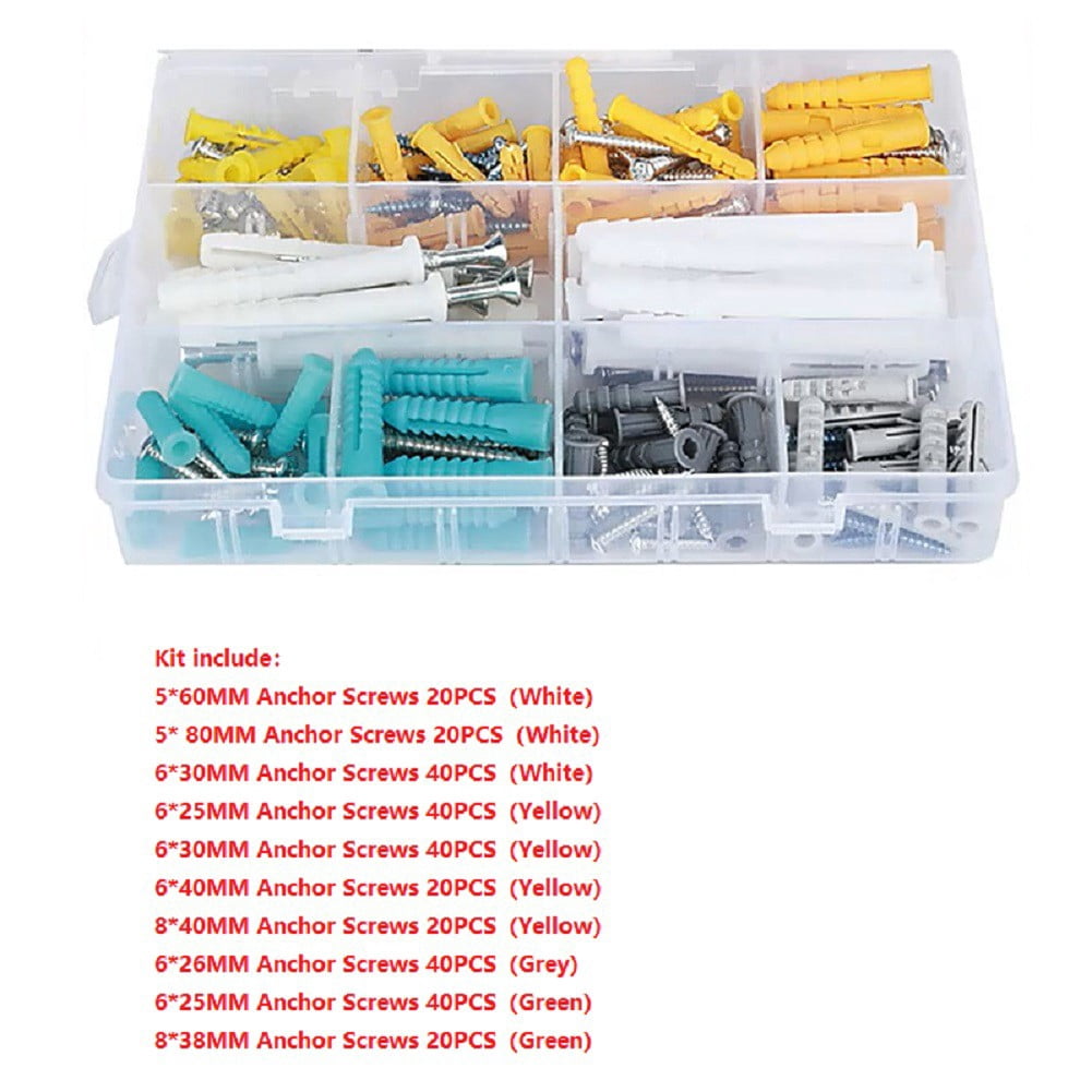 300Pcs High Strength Self-tapping Screws Kit Wall Anchors and Screws for Drywall