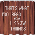 thumbnail image 1 of Rustic Wood-Grain Shower Curtain with Witty Quote - Perfect for Book Lovers & Humorous Decor, 1 of 4