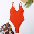 thumbnail image 5 of Womens Sexy One-Piece Swimsuits Spaghetti Strap Deep V-Neck Monokini High Cut Bathing Suit, 5 of 6