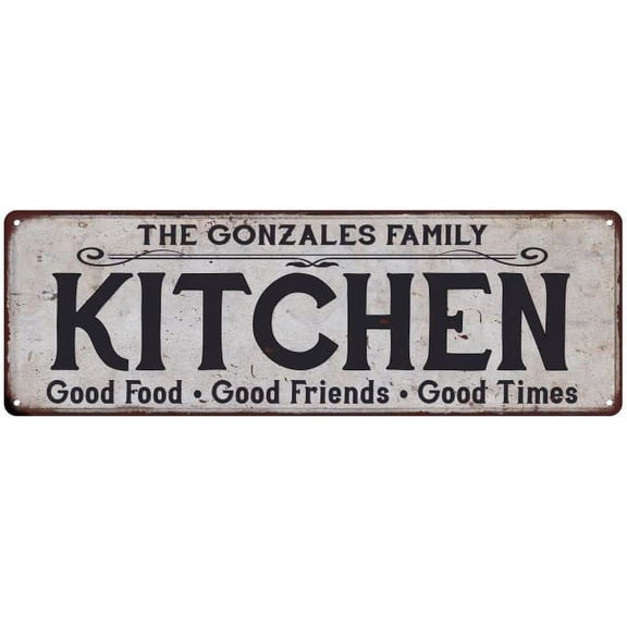 THE GONZALES FAMILY KITCHEN Chic Metal Sign 6x18 106180039111