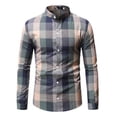 thumbnail image 1 of CEHVOM Chemise Homme Col Montant Coloré à Carreaux Simple Boutonnage Ajustée en Solde, 1 of 7