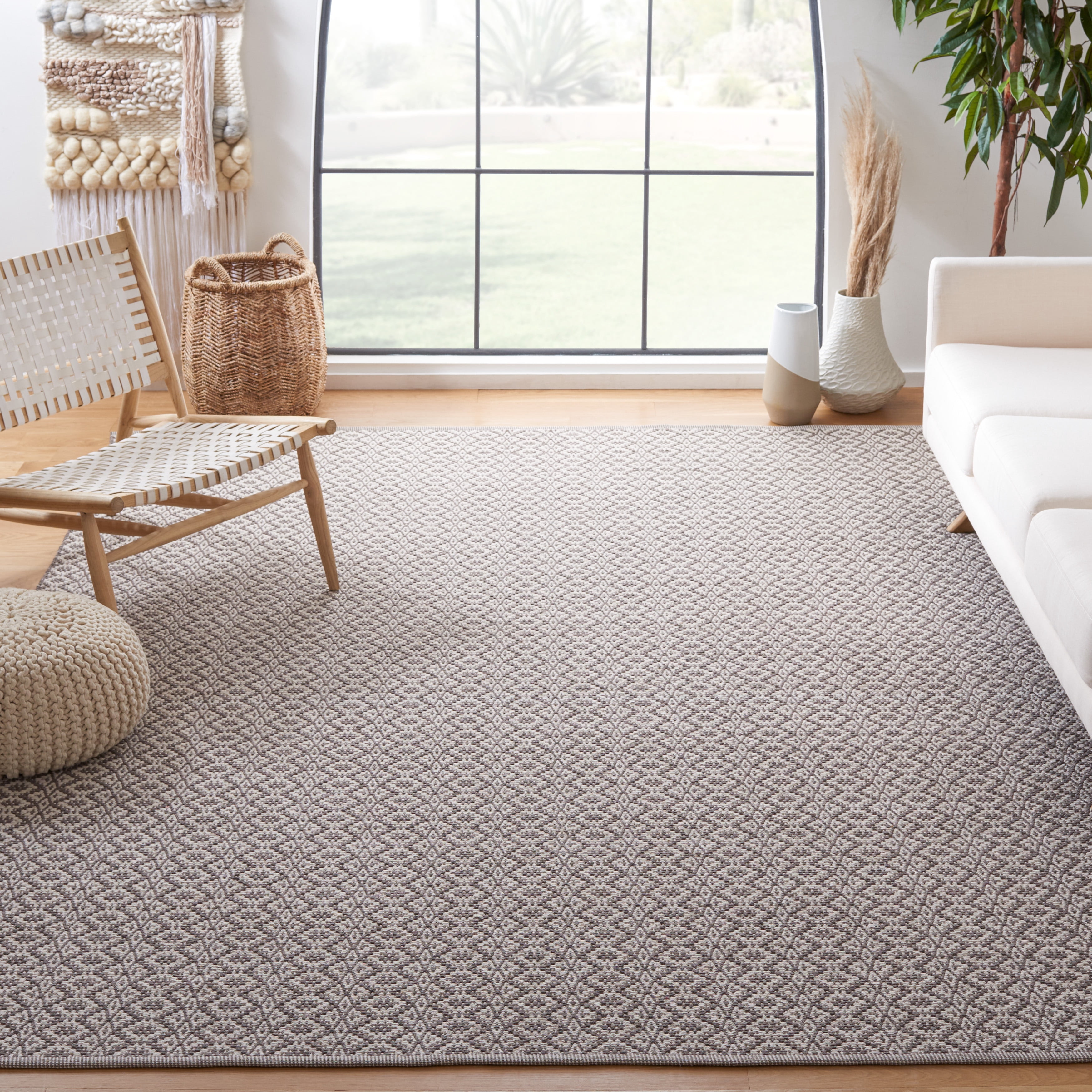 Safavieh Montauk Corrine Geometric Cotton Area Rug, Ivory/Gray, 10' x 14'