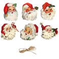 thumbnail image 2 of 6 Pack, Vintage Santa Claus Wooden Hanging Signs with Jute Twine, Retro Christmas Tree Ornaments, Rustic Farmhouse Wall Decor for Living Room Fireplace Mantel, Holiday Decorations, 2 of 7