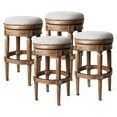 thumbnail image 1 of Maven Lane Pullman Backless Bar Stool in Weathered Oak Finish w/ Sand Color Fabric Upholstery, Set of 4, 1 of 6