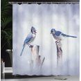 thumbnail image 4 of Ambesonne Animal Shower Curtain, Jay Birds Perching on Log, 69"Wx70"L, Pale Purpleblue and Sea Blue, 4 of 5