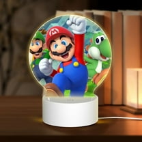 Super Mario Luigi Cartoon Round Acrylic Night Light Decoration USB Cable LED Lamp Base with Touch Control Adjustable 3 Light Modes Nightlight Decor