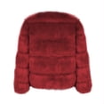 thumbnail image 6 of Yigetop Fur Coats for Women European and American Wool Imitation Jacket Women's Short Long Sleeve Faux Leather Coat Faux Fur Jacket Women Wine 4XL, 6 of 7