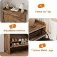 thumbnail image 6 of Shoe Cabinet with 3 Flip Drawers, Wooden Shoe Organizer Cabinet with Adjustable Shelf, Shoe Storage for Entryway, Hidden Shoe Cabinet for Hallway, Living Room,Rustic Brown, 6 of 7
