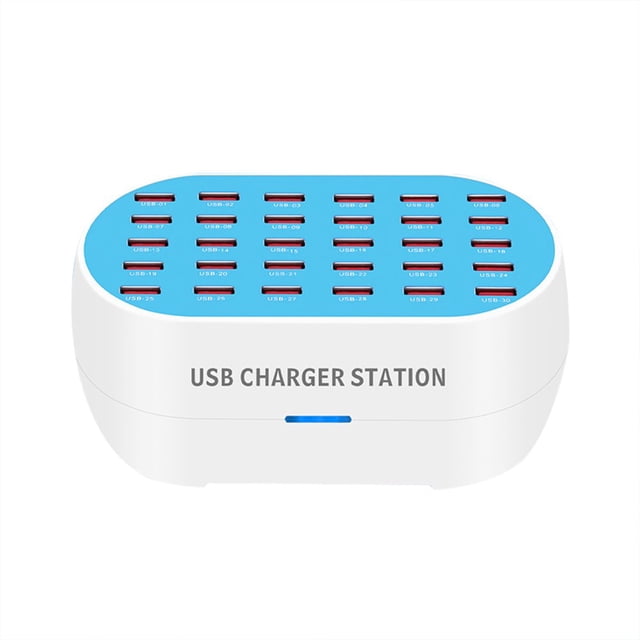 Multiport USB 30-Port Desktop USB Charging Station Hub 32A160W Power 5V 1A-2.4A Output Smart Identification Replacement for Smartphones Tablets & Multiple Devices