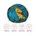 thumbnail image 5 of Kdxio Watercolor Blue Marbled Print Shower Cap for Women,Elastic and Reusable,Double Waterproof Layers Bathing Hat, 5 of 6