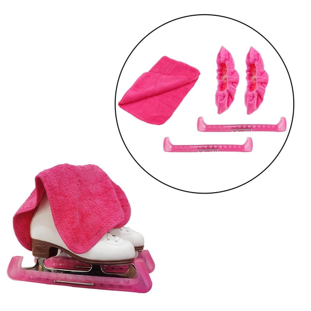 Cubiertas para cuchillas de patines sobre hielo, cubiertas para patines sobre hielo, protegen la cubierta con un paño, cubierta para patinaje, Protect Rosa