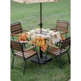 thumbnail image 3 of Outdoor Tablecloth with Umbrella Hole and Zipper, Hello Autumn Square Table Cloth 60x60 Inch Waterproof Tablecloth, Thanksgiving Fall Pumpkins Maple Leaf Striped Picnic Table Cover for Patio Camping, 3 of 7
