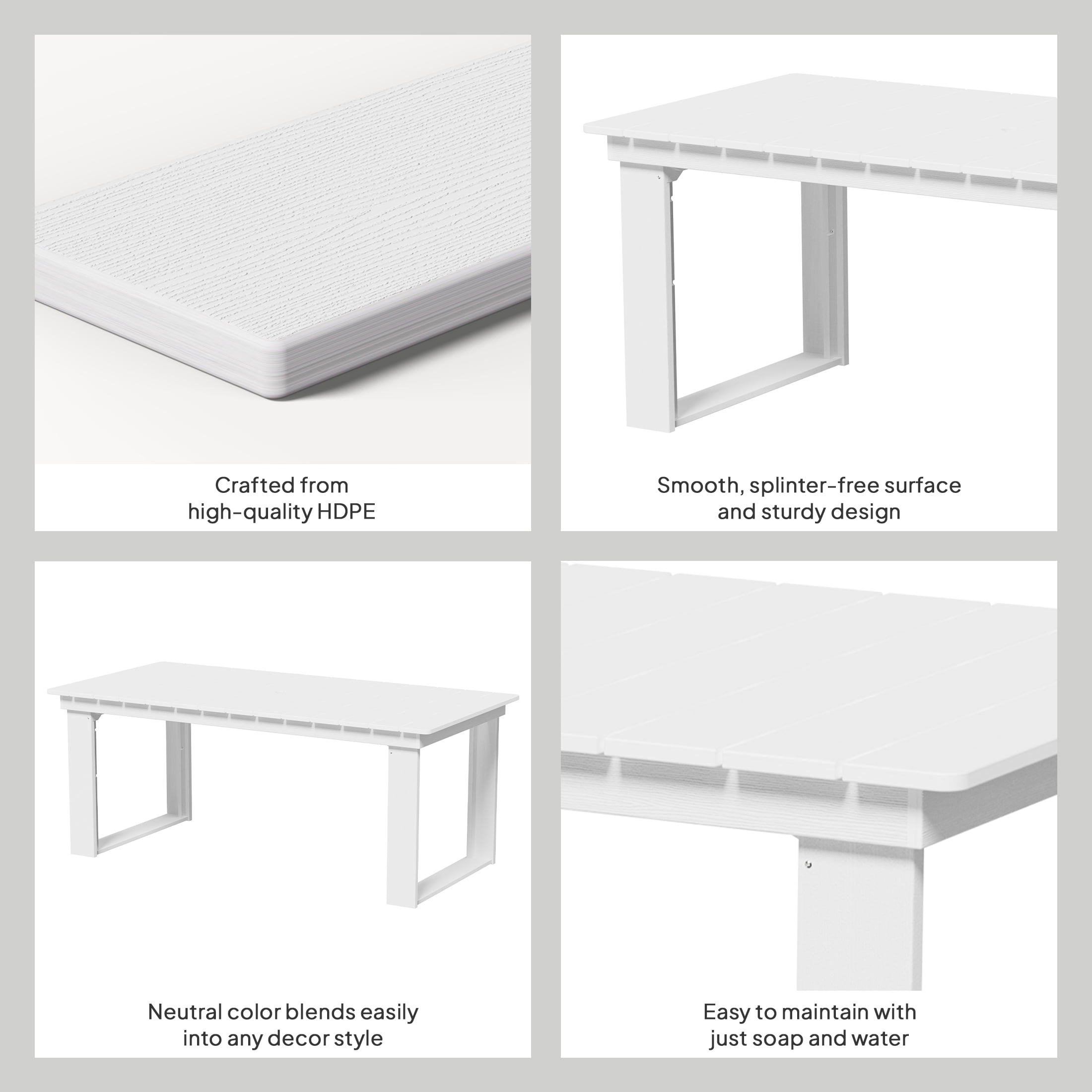 Better Homes & Gardens Ezra Outdoor Dining Table, HDPE, White