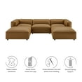 thumbnail image 2 of Modway Auren 5-Piece Upholstered Vegan Leather Modular U-Shaped Sofa in Camel, 2 of 9