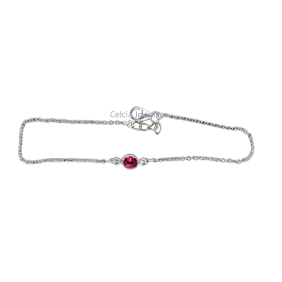 Pure 925 Sterling Silver Bracelet For Men, Women, Unisex, Ruby Bracelet Gemstone Unique Handcrafted Bracelet For Her or Him