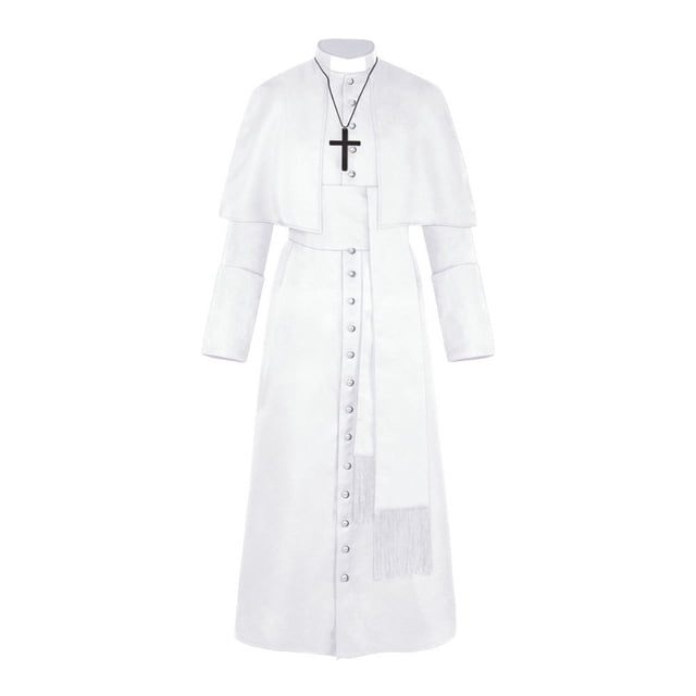 Ropa de cosplay de sacerdote de color sólido Ropa de cosplay retro medieval de sacerdote de Halloween