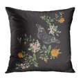 thumbnail image 1 of BOSDECO Asian Trend Floral Pattern Wild Roses and Butterfly Traditional Flowers for Wearing Botanical Graphic PillowCase Pillow Cover 16x16 inch, 1 of 1