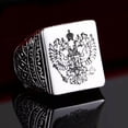 thumbnail image 4 of K-KED Double Head Eagle Pattern Emblem Ring Stainless Steel Men's Federal Ring Biker-7, 4 of 6
