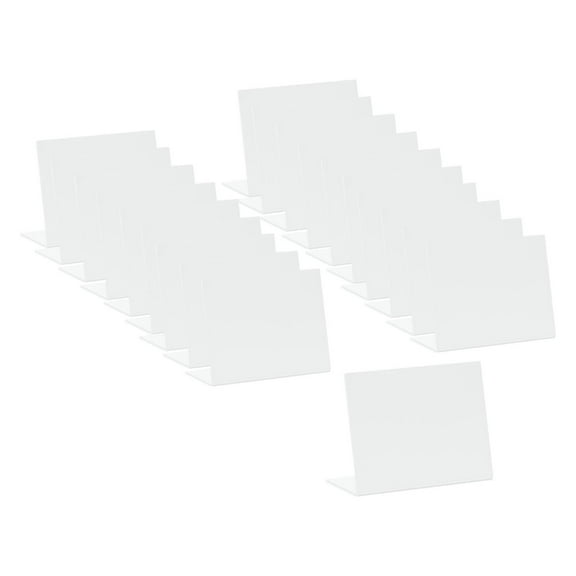 CarpNettore 20 Pieces Acrylic Mini Chalkboard Signs L Shaped Food Display Tags Elegant Place White