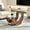 Transparent + Walnut + MDF+glass, variant on AUU Modern Minimalist U-Shaped Double-Tier Glass Coffee Table with Walnut MDF Base – Adjustable Height Side Table for Living Room