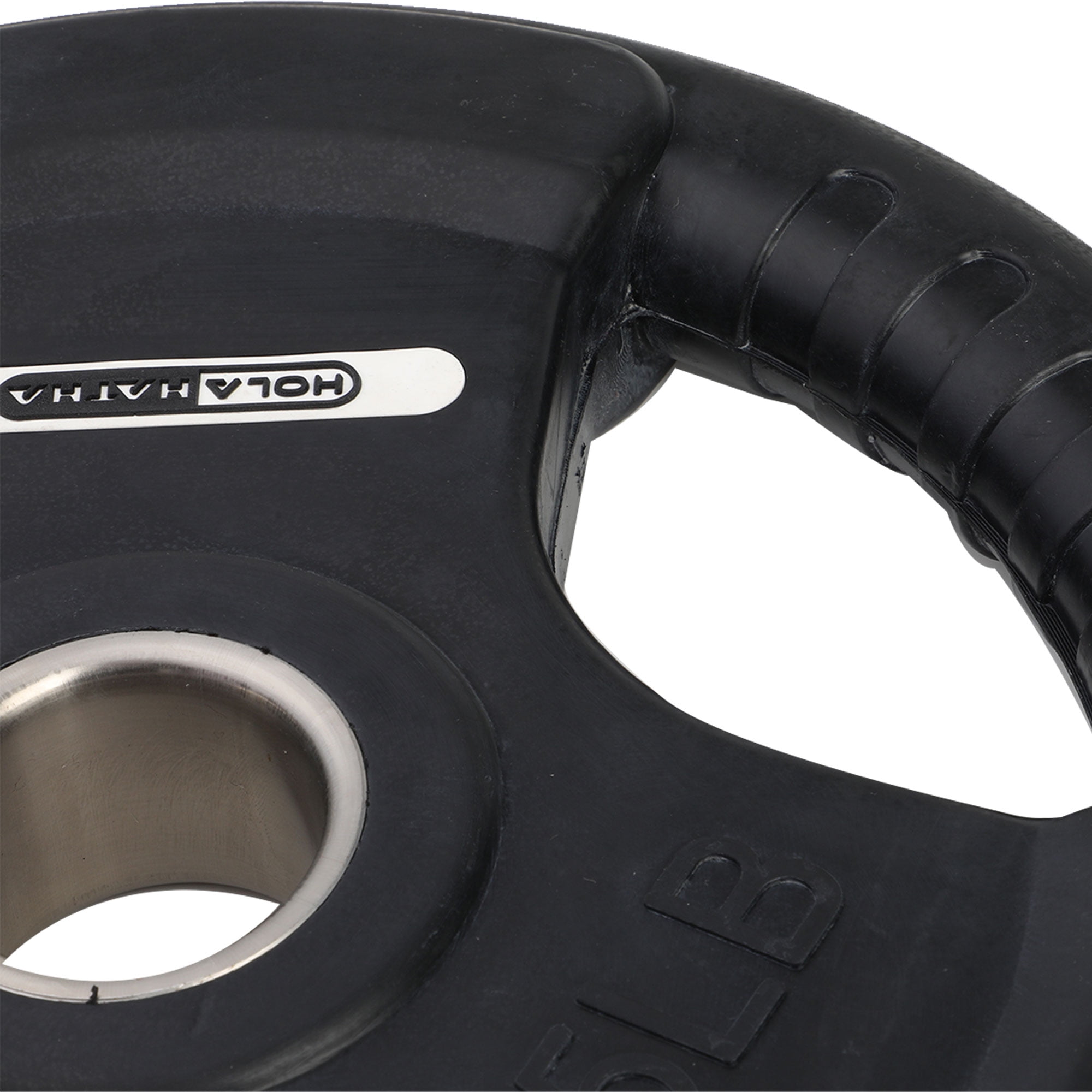 HolaHatha 35-Pound Olympic Rubber Coated Weight Plates with Handle, Black