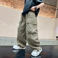 thumbnail image 2 of Kids Cargo Pants Fashion Baggy Pants Straight Leg Green Cargo with Pocket Girls Pants Size 7-8 Years, 2 of 9