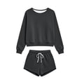 thumbnail image 6 of Ashirexll 2 Piece Sets for Women Solid Color Round Neck Long Sleeve Sweatshirt Top with Elastic Waist Jogger Pants Sporty Set, 6 of 6
