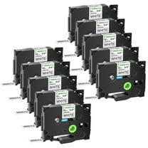 GREENCYCLE 10 Pack Compatible for Brother P-touch TZe-231 TZe231 TZ-231 TZ231 0.47'' 12mm Black on White Label Maker Tape for PT-D210 PT-H110 PT-D400 PT-D600