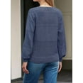 thumbnail image 4 of Women Knit Sweaters Fall V Neck Long Sleeve Pullover Casual Loose Sweater Dark Blue XL, 4 of 5