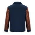 thumbnail image 4 of Maoxin Men's Jacket Men's Fashion Casual Solid Color Zipper Pockets Long Sleeve Hoodless Casual Outwear Plus Size Leather Jackets for Men Navy 2XL, 4 of 6