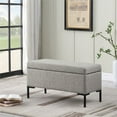 thumbnail image 2 of HomePop Medium Storage Bench with Metal Legs, 32"W x 16.5"D x 17.5"H, Sustainable Gray, 2 of 12