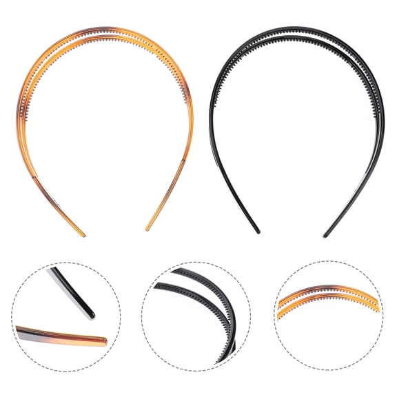 DRAFIDEEP 2-Pack Anti- Tortoise Shell Hair Bands with Toothed Design for Women Hair Styling and Engagement