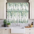 thumbnail image 3 of Kitchen Window Curtains Valance and Tier Set, Watercolor Eucalyptus Leaves Floral Rod Pocket Tier Curtain Valance Set, Summer Plants Leaf Light Filtering Cafe Curtains for Bedroom Living Room, 3 of 9