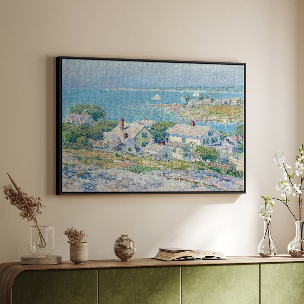Vintage Landscape-CXI By Wexford Home Framed in Black Wood Gallery Wrapped Canvas 25 in. x 37 in.