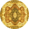 thumbnail image 1 of Ahgly Company Machine Washable Indoor Round Abstract Yellow Modern Area Rugs, 7' Round, 1 of 4