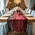 thumbnail image 6 of Leodye 1PCS Gradient Crinkled Sheer Gauze Table Runner, Transparent Table Flag for Wedding and Party Table Decor -70.86*35.43in, 6 of 6