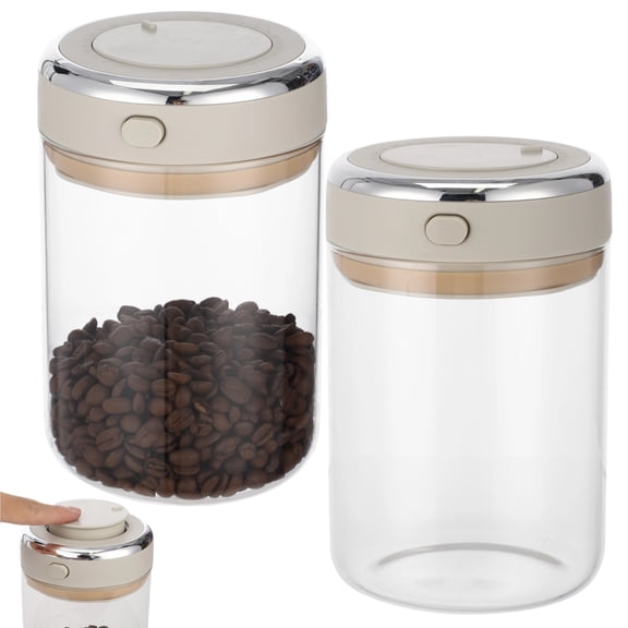 2 PCS Glass Coffee Canister 1100ml, Airtight Coffee Bean Storage Jar with One-Way CO₂ Vent, Date Tracking Dial & One-Press Seal Lid, High Borosilicate Glass Coffee Container for Tea Sugar