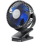 Portable Clip on Fan Battery Operated, Small Powerful 3 Speed Quiet 360° Rotate, USB Rechargeable Mini Personal Cooling for Desk Table Home Office Stroller Camping Black Blue
