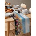 thumbnail image 6 of Wildflowers Table Runner 120 Inches, Oil Painted Floral Blue Coastal Sea Bed Runner Dresser Scarves Tabletop for Indoor Outdoor Parties/Ceremony/Banquet, 13"x 120", 6 of 8