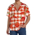 thumbnail image 1 of Balery Tomatoes And Chili Camisa Casual de Manga Corta con Botones para Hombre, Texturizada, Estilo Cubano, para Playa, Verano-Large, 1 of 5