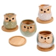 thumbnail image 3 of Miangastore Owl Shape Flowerpots Ceramic Assorted Color 4Pcs 3x2.6x2.5in, 3 of 8