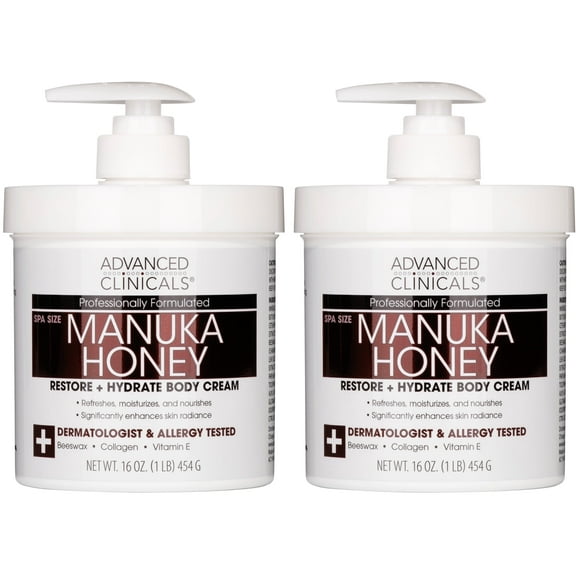Advanced Clinicals Manuka Honey Body Cream 16 fl oz Two Pack