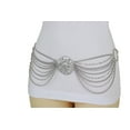 thumbnail image 2 of Women Hip Waist Belt Silver Metal Chain Side Waves Lion Charm S M L, 2 of 12