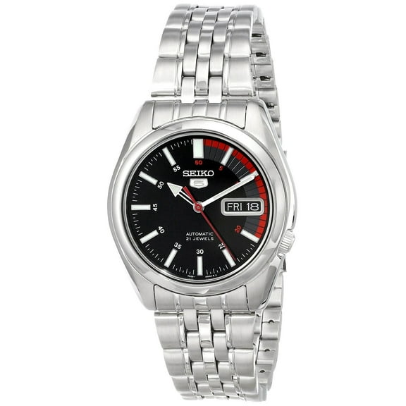 Seiko Men's 5 Automatic SNK375K Black Stainless-Steel Automatic Fashion Watch